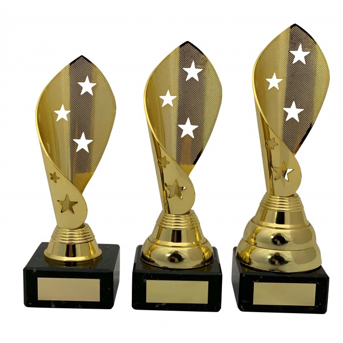 GYMNASTICS STAR TWIRL TROPHY - 3 SIZES AVAILABLE - GOLD